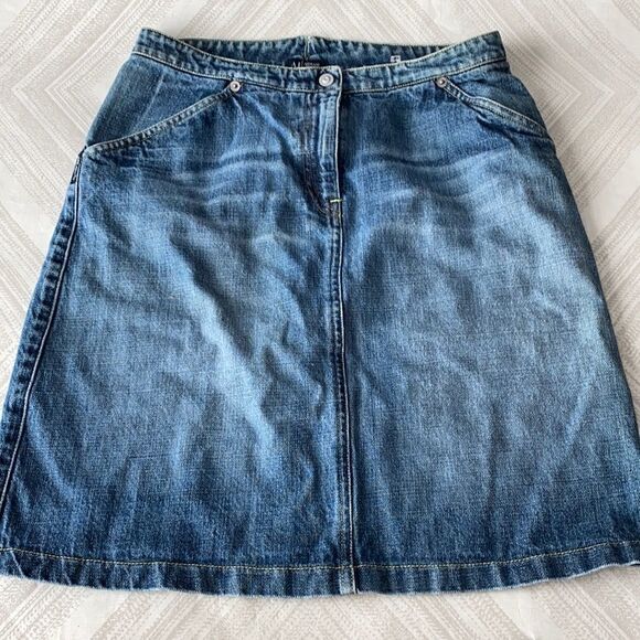 AJ Armani Jeans Blue Denim Skirt Snap Closure - Picture 1 of 7